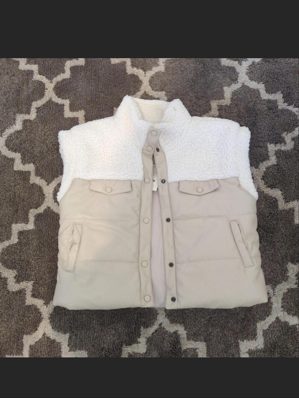 Cream Sherpa-Trim Puffer Vest - Brand Unspecified